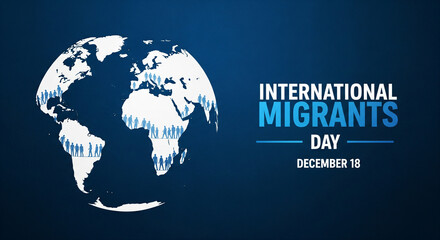 Global unity concept for International Migrants Day celebrated December 18, showing diverse people across world, conveying hope, compassion, and global community support