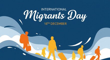 International Migrants Day Illustration for Global Awareness and Social Campaigns, Promoting Empathy and Understanding, Solidarity for Human Rights, 18th December