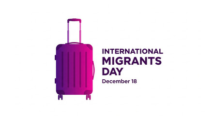 Elegant illustration of a suitcase celebrating International Migrants Day, perfect for social media posts, flyers, and awareness campaigns, promoting unity and global understanding