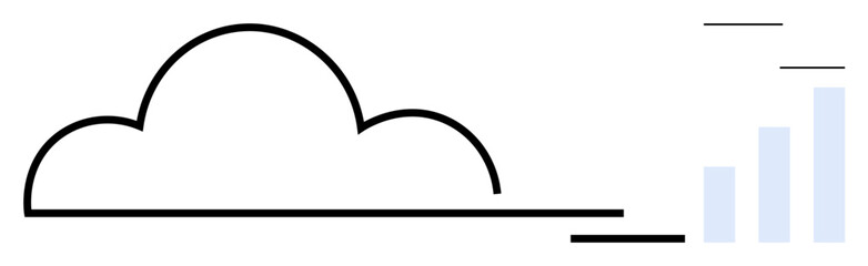 Cloud computing concept. Cloud icon signifies modern technology as data analytics chart s progress and performance. Cloud computing enhances analytics, efficiency and scalability. Ideal for IT, data