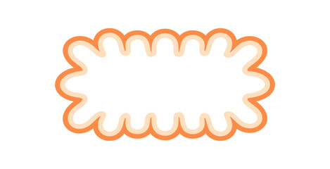 Groovy wavy rectangle scallop outline frame forms a retro border and stylish label in modern y2k graphic style. Bold background shape with playful edge and vintage line, perfect for creative label or