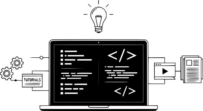 Coding on Laptop Learn Programming Skills Online, Tutorials, and Resources for Beginners
