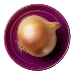 Brown onion in a plate isolated on a transparent background clipart sticker