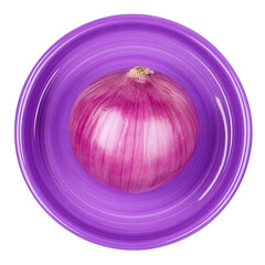 Red onion in a plate isolated on a transparent background clipart