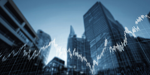 Financial Stock Market Chart Over Modern City Buildings