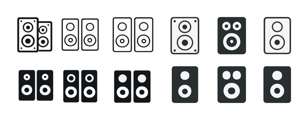 Diverse speaker icons set in black and white