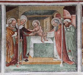 presentazione di Gesù al tempio; affresco nell'Oratorio dei Disciplini a Clusone (Val Seriana,...