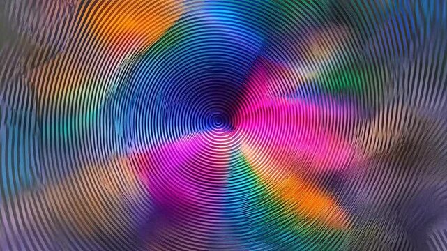 Abstract colorful spiral pattern with vibrant hues in a swirling effect.