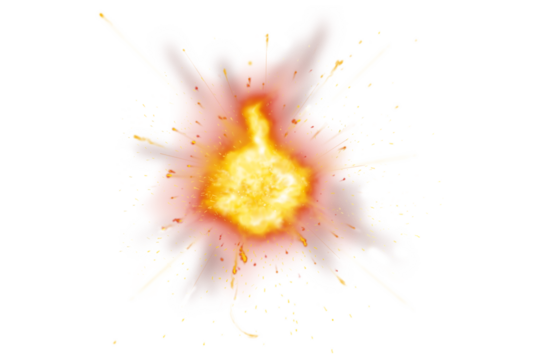 Powerful explosion flame burst with hot fireball and smoke plume, isolated on transparent PNG for dramatic effects, film scenes, and creative projects