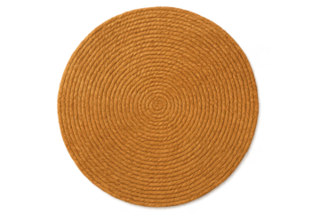 Round coiled rope mat or placemat isolated on a transparent background