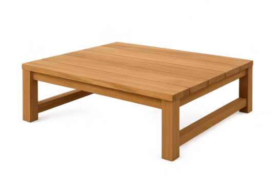 Stylish wooden coffee table, isolated with transparent background for design - Powered by Adobe