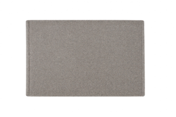 Textured grey square coaster isolated on transparent background, minimalist design