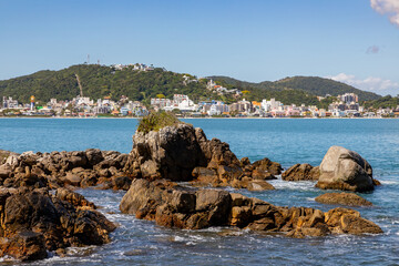 Rocks and Buildings at Bombinhas beach