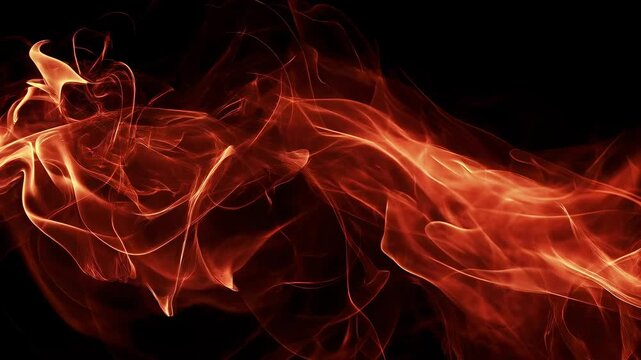 An abstract representation of vibrant flames in shades of red and orange against a dark background.