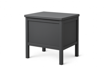 Dark gray outdoor storage box with a flat lid, isolated on transparent background.
