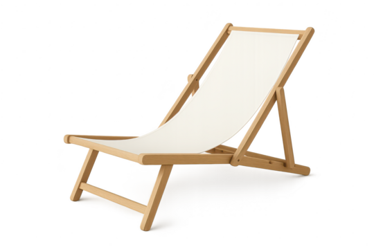 Isolated Wooden Beach Chair on Transparent Background, summer vacation vibes