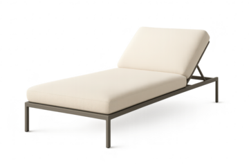 Elegant sunbed lounge chair isolated on transparent background, relaxing pose