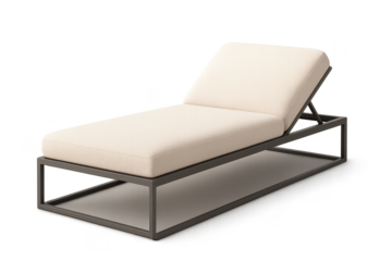 Modern outdoor lounge chair isolated on transparent background, minimal design