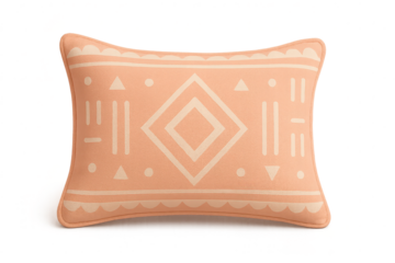 Decorative pastel pillow with geometric pattern isolated on transparent background