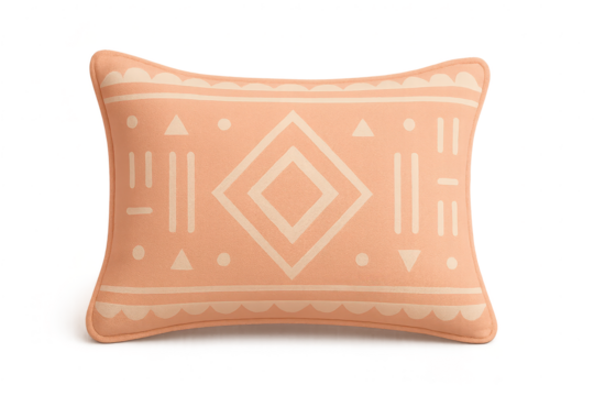 Decorative pastel pillow with geometric pattern isolated on transparent background - Powered by Adobe