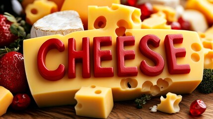 The word cheese made of cheesy fun letters