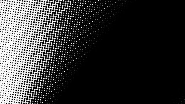 Black and white halftone pattern with dots transitioning from light to dark.