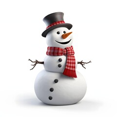 Cheerful snowman wearing a stylish hat and a cozy checkered scarf
