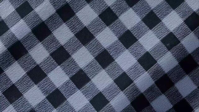 A close-up view of a black and white checkered fabric pattern with a texture.