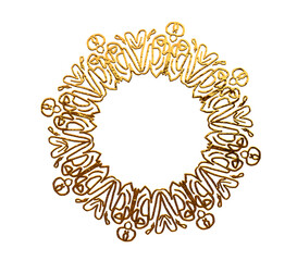 Golden Circle Ornament: An intricate, ornate golden circle design, exuding elegance and artistic flair, perfect for adding a touch of sophistication to any creative project.