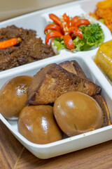 Indonesian Telur Bacem and Tahu Bacem in Meal Box – Sweet Soy Braised Eggs and Tofu