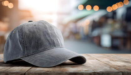baseball cap sits on top of a table, ready for use or display