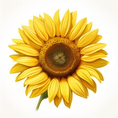 Naklejka premium Vibrant sunflower with golden petals and intricate center on white backdrop