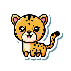 Cute Kawaii Safari Animal Vector Illustration Sticker