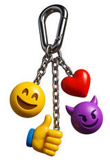 Fun keychain featuring colorful emoji charms for kids and adults