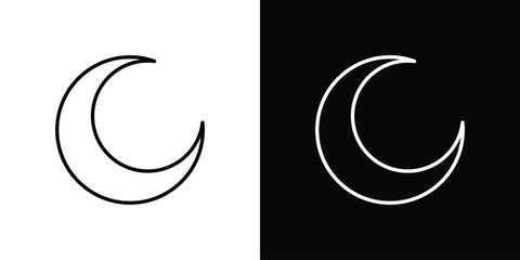 Moon icon. Editable Vector symbols. Set of line icons on white background. © Creatives