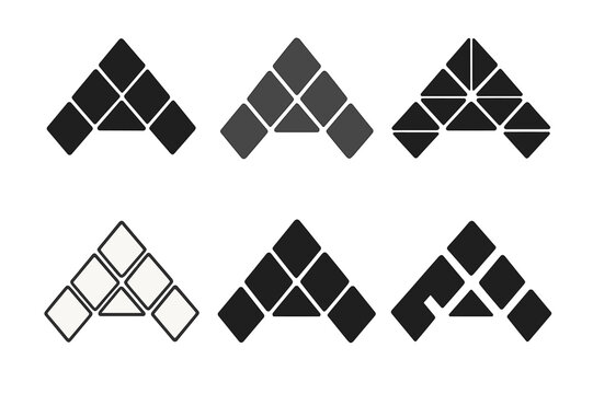 Geometric Logo Variations. Geometric shapes. Icon set. Set Logo of geometric shapes: tessellated right-triangle pattern. harmonious logo variations of the same