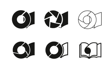 Magazine Logo Variations. Magazine photography. Icon set. Set Logo of magazine photography: fashion editorial lens. harmonious logo variations of the same