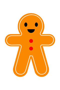Cute, joyful gingerbread cookie character with simple icing details, red buttons, and a smiling face. Perfect for Christmas and holiday-themed designs, social media, card. High resolution PNG