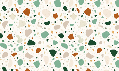 Modern Seamless Terrazzo Pattern Background with Earthy Tones and Colorful Stone Speckles