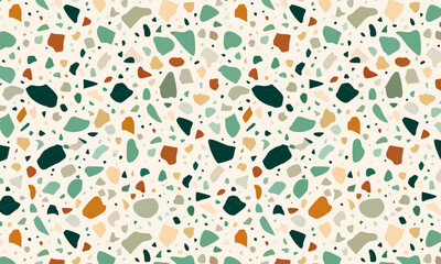 Modern Seamless Terrazzo Pattern Background with Earthy Tones and Colorful Stone Speckles