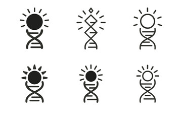 Genetic Adaptation Icons. genetic adaptation to extreme climate conditions. Icon set. Set Logo of genetic adaptation to extreme climate conditions: DNA with