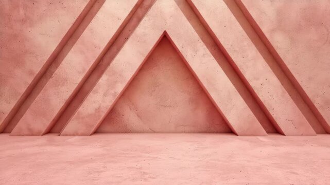 Geometric Abstraction: Minimalist architecture with a unique angular design. Featuring a warm, textured interior space.