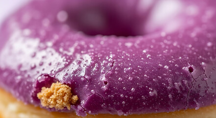 Purple glazed doughnut close up