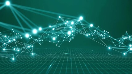 Abstract digital network connections with glowing lights and data transfer. - Powered by Adobe