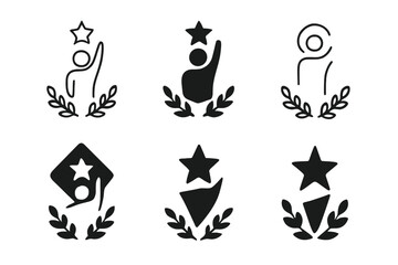 Fototapeta premium Top Performer Logos. Top performer award. Icon set. Set Logo of top performer award: achievement star icon. harmonious logo variations of the same emblematic