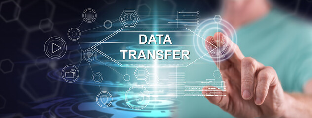 Man touching a data transfer concept
