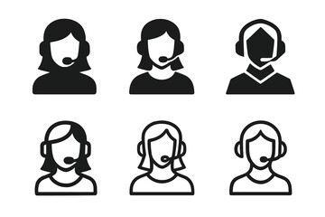 Digital Influencer Avatars. Digital avatars as social media influencers. Icon set. Set Logo of digital influencer: avatar with headset and mic. harmonious logo