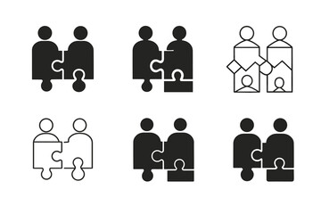 Fototapeta premium Business Networking Logos. Business Networking. Icon set. Set Logo of Business Networking: connected puzzle pieces. harmonious logo variations of the same