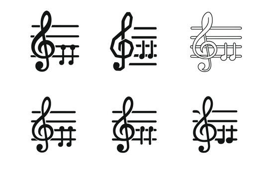 Musical Logo Variations. Composition in music. Icon set. Set Logo of music composition: harmony chords. harmonious logo variations of the same emblematic