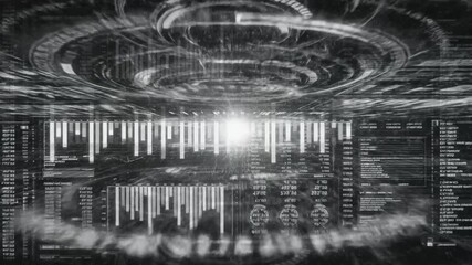 Futuristic digital data and charts with a black and white theme, abstracting data science - Powered by Adobe